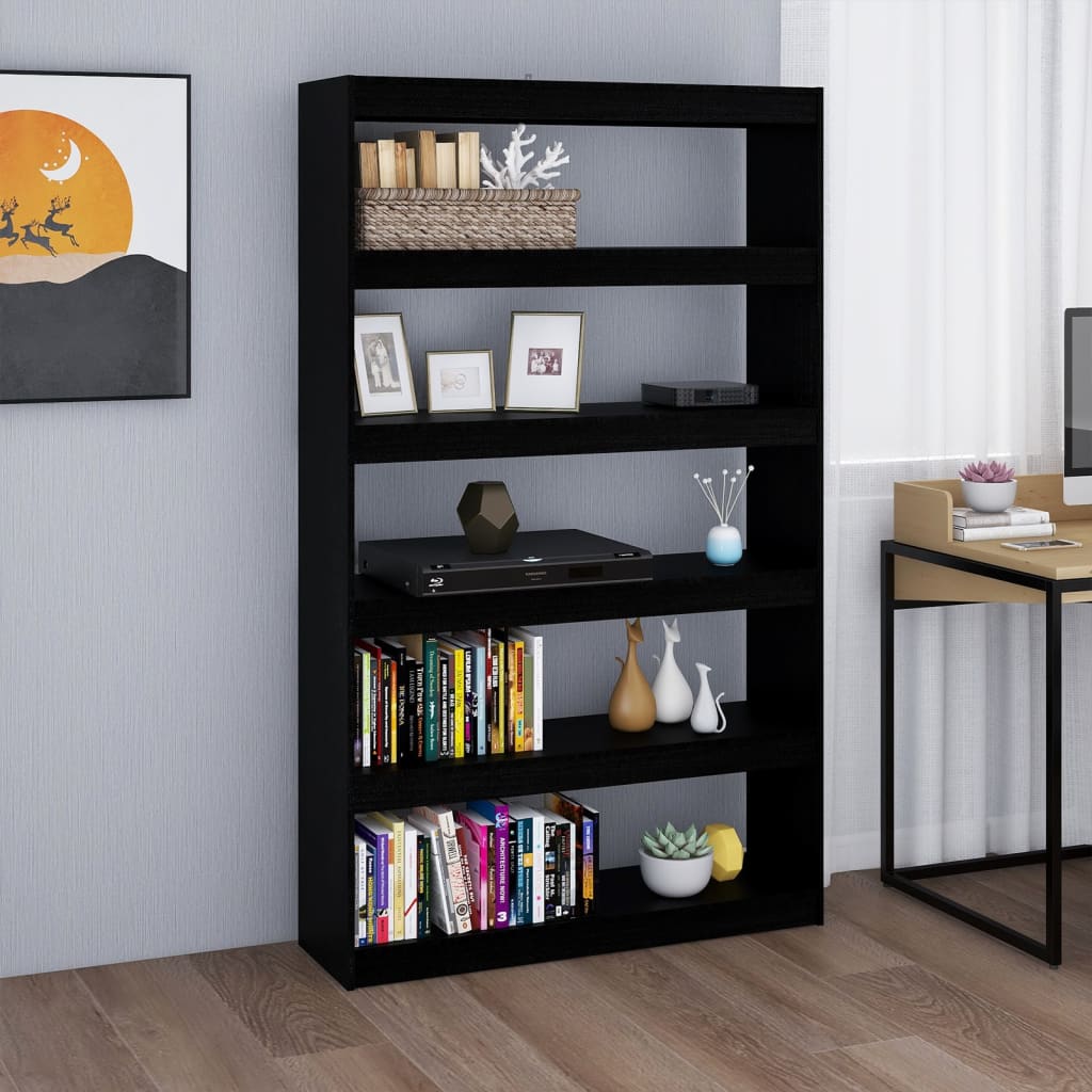 Libreria/Divisorio Nero 100x30x167,5 cm in Legno di Pino | homemem39
