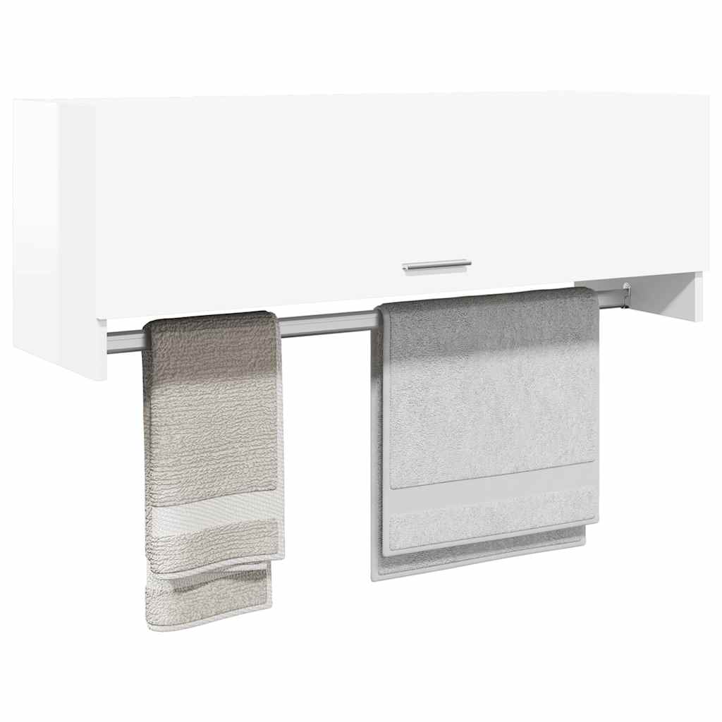 Armadio Bianco Lucido 100x32,5x35 cm in Legno Multistrato