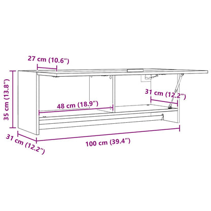 Armadio Bianco Lucido 100x32,5x35 cm in Legno Multistrato