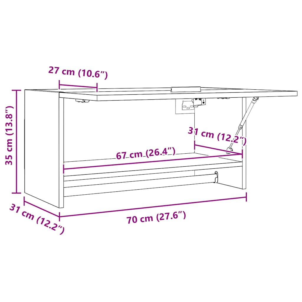 Armadio Grigio Cemento 70x32,5x35 cm in Legno Multistrato