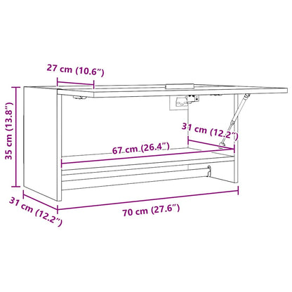Armadio Grigio Cemento 70x32,5x35 cm in Legno Multistrato
