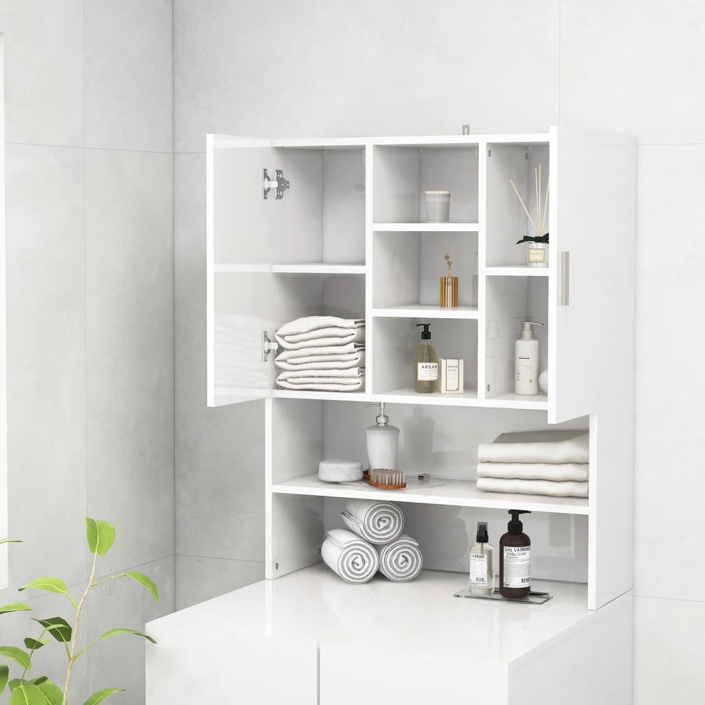 Mobile per Lavatrice Bianco Lucido 70,5x25,5x90 cm | homemem39