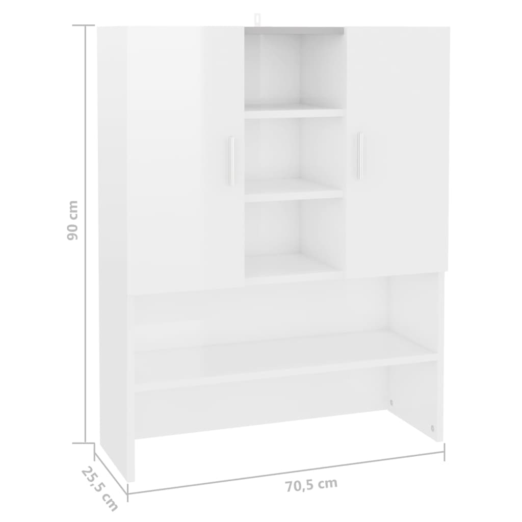 Mobile per Lavatrice Bianco Lucido 70,5x25,5x90 cm | homemem39