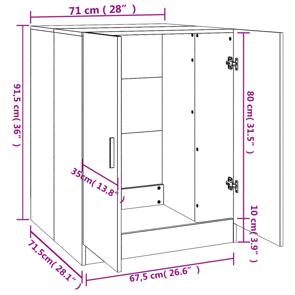 Mobile per Lavatrice Bianco 71x71,5x91,5 cm