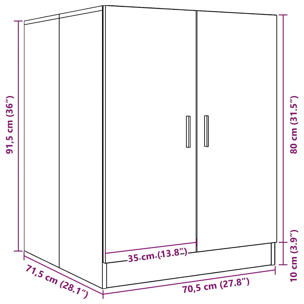 Mobile per Lavatrice Nero 71x71,5x91,5 cm