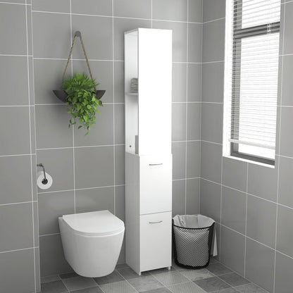 Armadietto da Bagno Bianco 25x26,5x170 cm in Legno Multistrato | homemem39