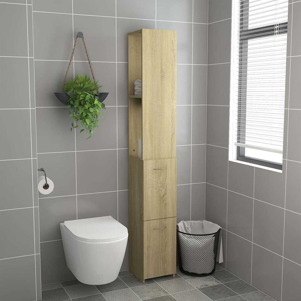 Armadietto Bagno Rovere Sonoma 25x26,5x170 cm Legno Multistrato