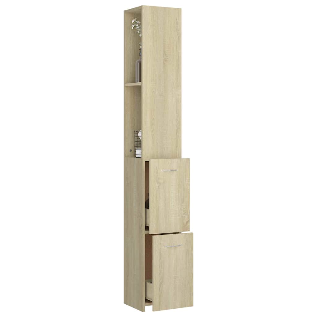 Armadietto Bagno Rovere Sonoma 25x26,5x170 cm Legno Multistrato