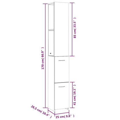 Armadietto Bagno Rovere Sonoma 25x26,5x170 cm Legno Multistrato
