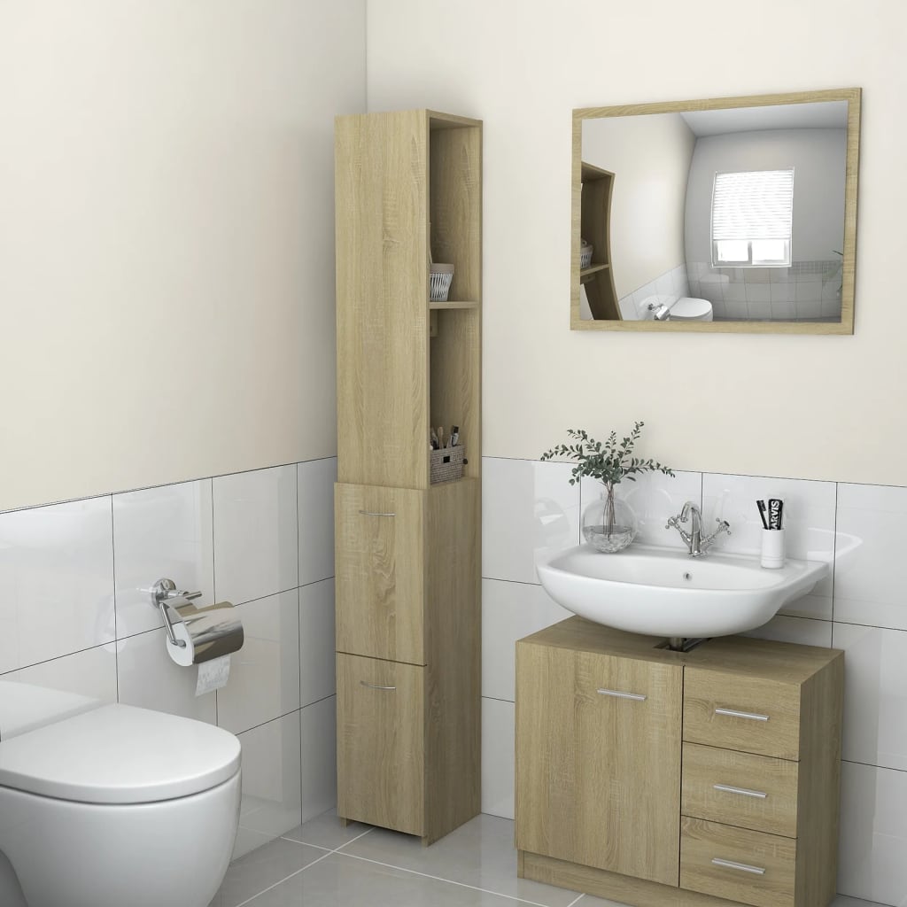 Armadietto Bagno Rovere Sonoma 25x26,5x170 cm Legno Multistrato | homemem39
