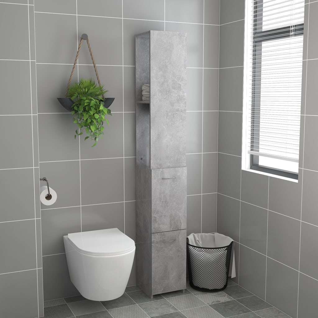 Armadietto Bagno Grigio Cemento 25x26,5x170cm Legno Multistrato | homemem39