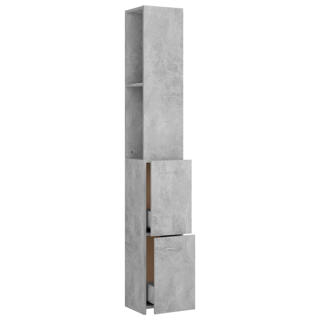 Armadietto Bagno Grigio Cemento 25x26,5x170cm Legno Multistrato | homemem39