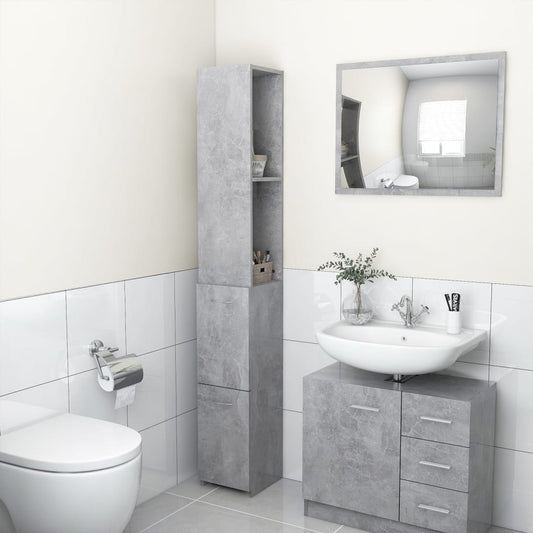 Armadietto Bagno Grigio Cemento 25x26,5x170cm Legno Multistrato | homemem39