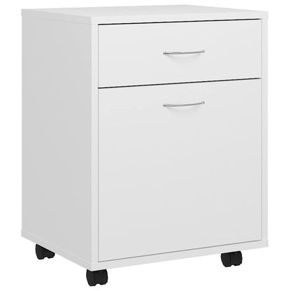 Mobiletto con Rotelle Bianco 45x38x54cm in Legno Ingegnerizzato