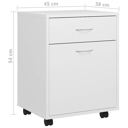 Mobiletto con Rotelle Bianco 45x38x54cm in Legno Ingegnerizzato