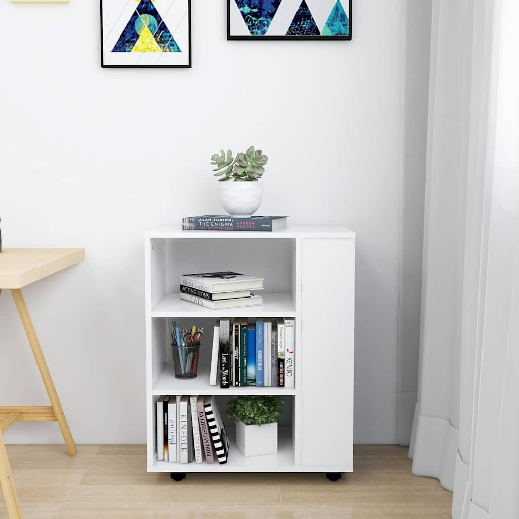 Mobiletto con Rotelle Bianco 60x35x75cm in Legno Ingegnerizzato