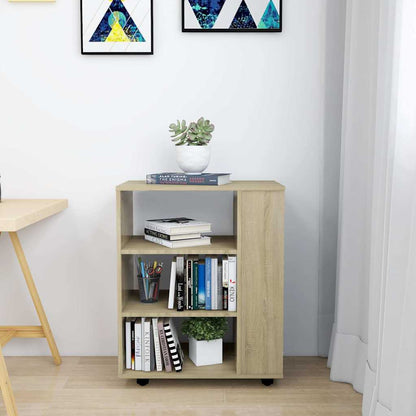 Mobiletto con Ruote Rovere Sonoma 60x35x75 cm Legno Multistrato