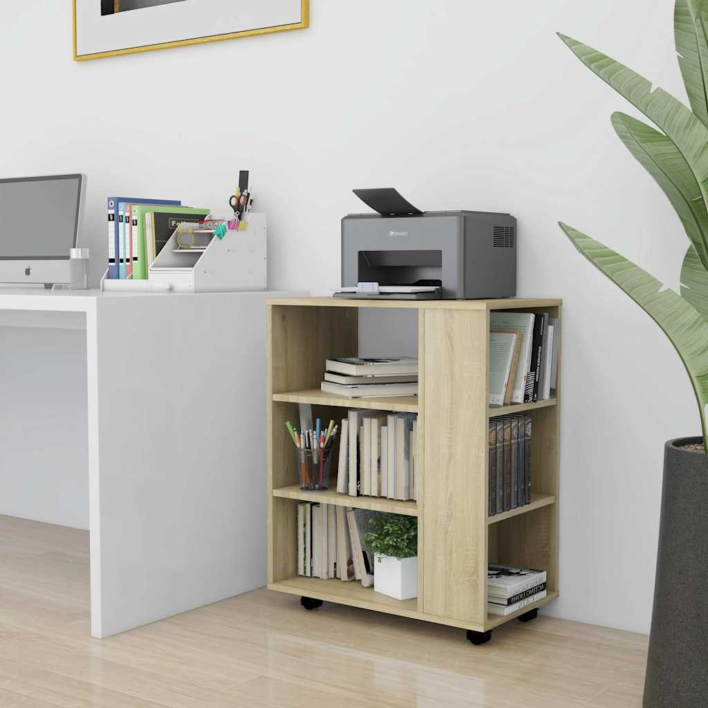 Mobiletto con Ruote Rovere Sonoma 60x35x75 cm Legno Multistrato