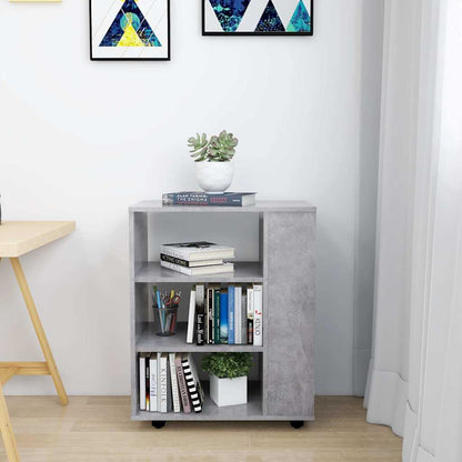 Mobiletto con Ruote Grigio Cemento 60x35x75cm Legno Multistrato