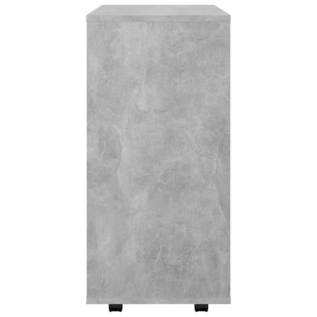 Mobiletto con Ruote Grigio Cemento 60x35x75cm Legno Multistrato