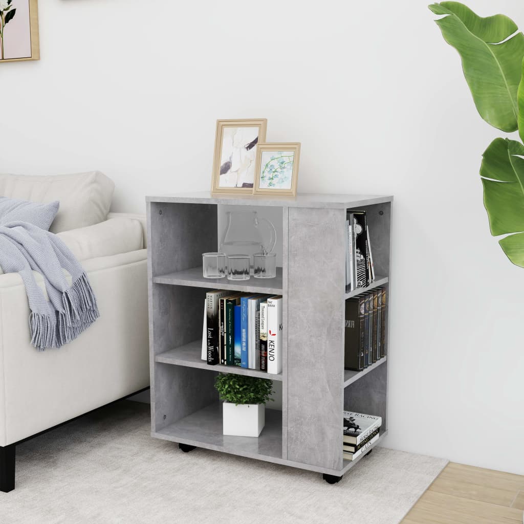 Mobiletto con Ruote Grigio Cemento 60x35x75cm Legno Multistrato - homemem39