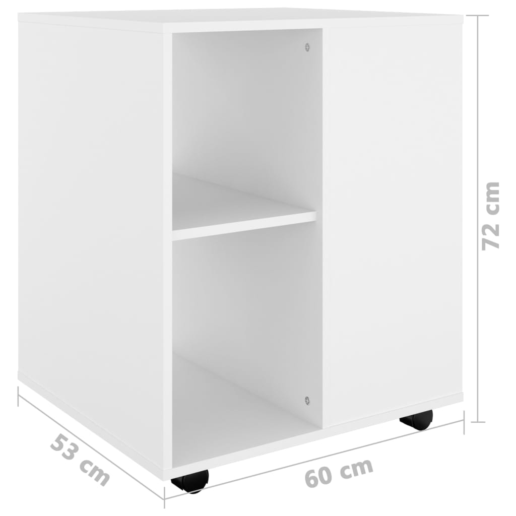 Mobiletto con Ruote Bianco 60x53x72 cm in Legno Multistrato - homemem39