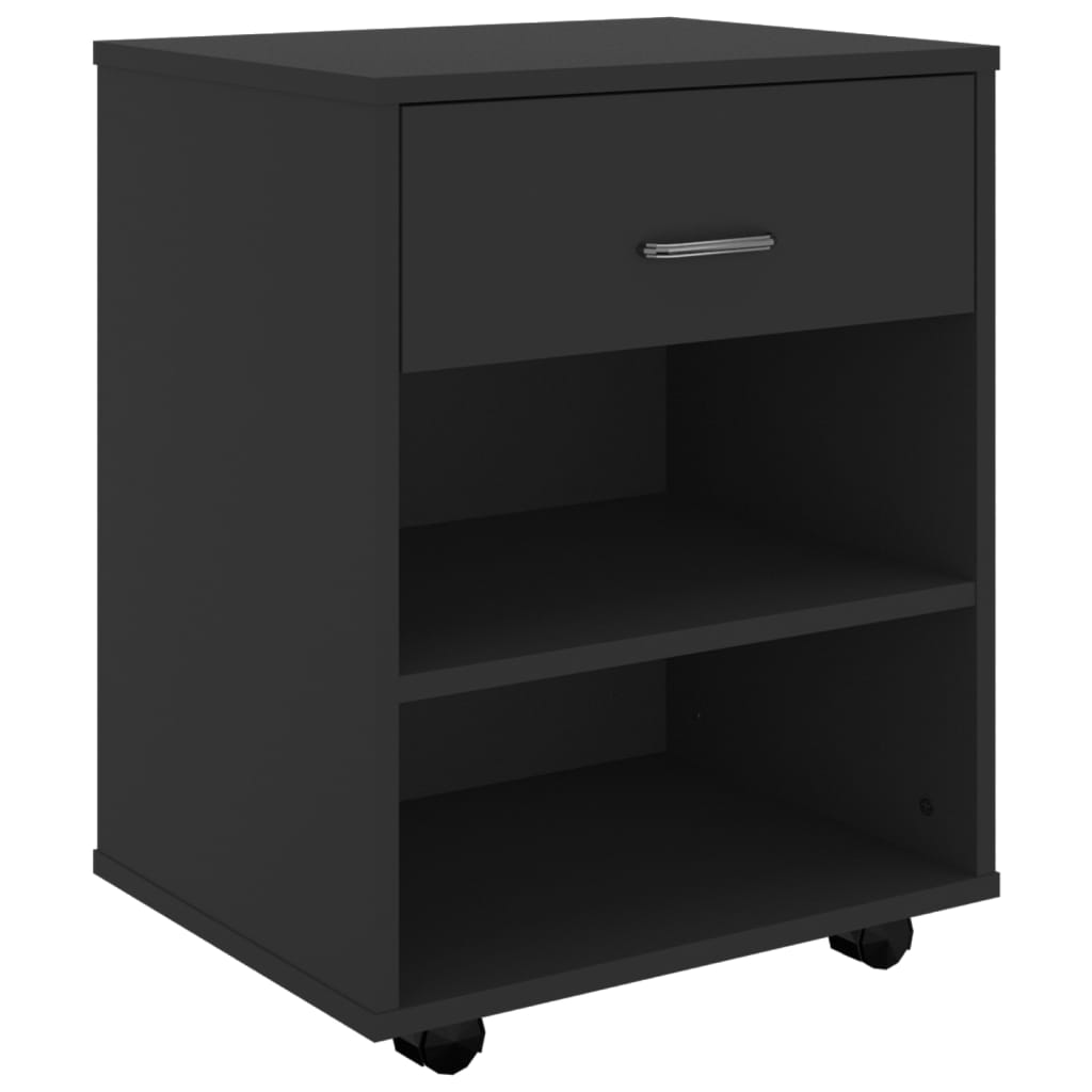 Mobiletto con Ruote Nero 46x36x59 cm in Legno Multistrato - homemem39