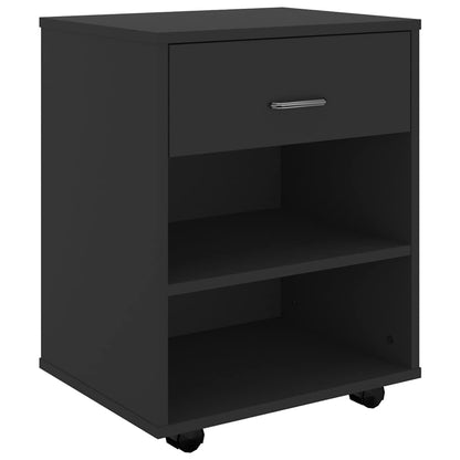 Mobiletto con Ruote Nero 46x36x59 cm in Legno Multistrato