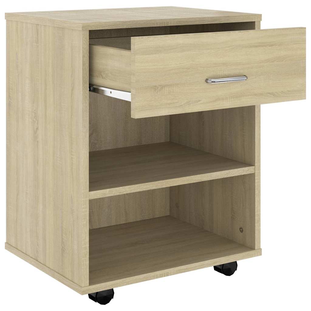 Mobiletto con Ruote Rovere Sonoma 46x36x59 cm Legno Multistrato