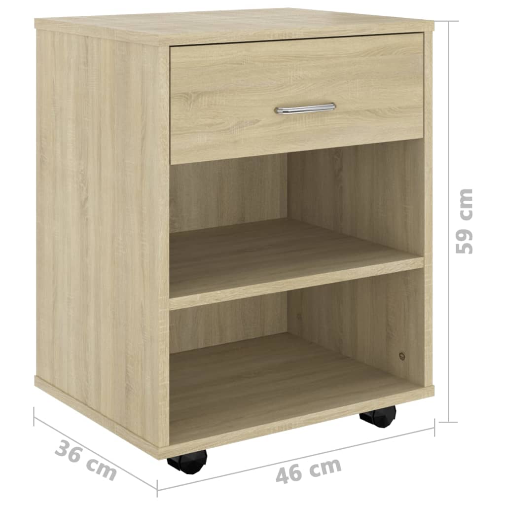 Mobiletto con Ruote Rovere Sonoma 46x36x59 cm Legno Multistrato - homemem39