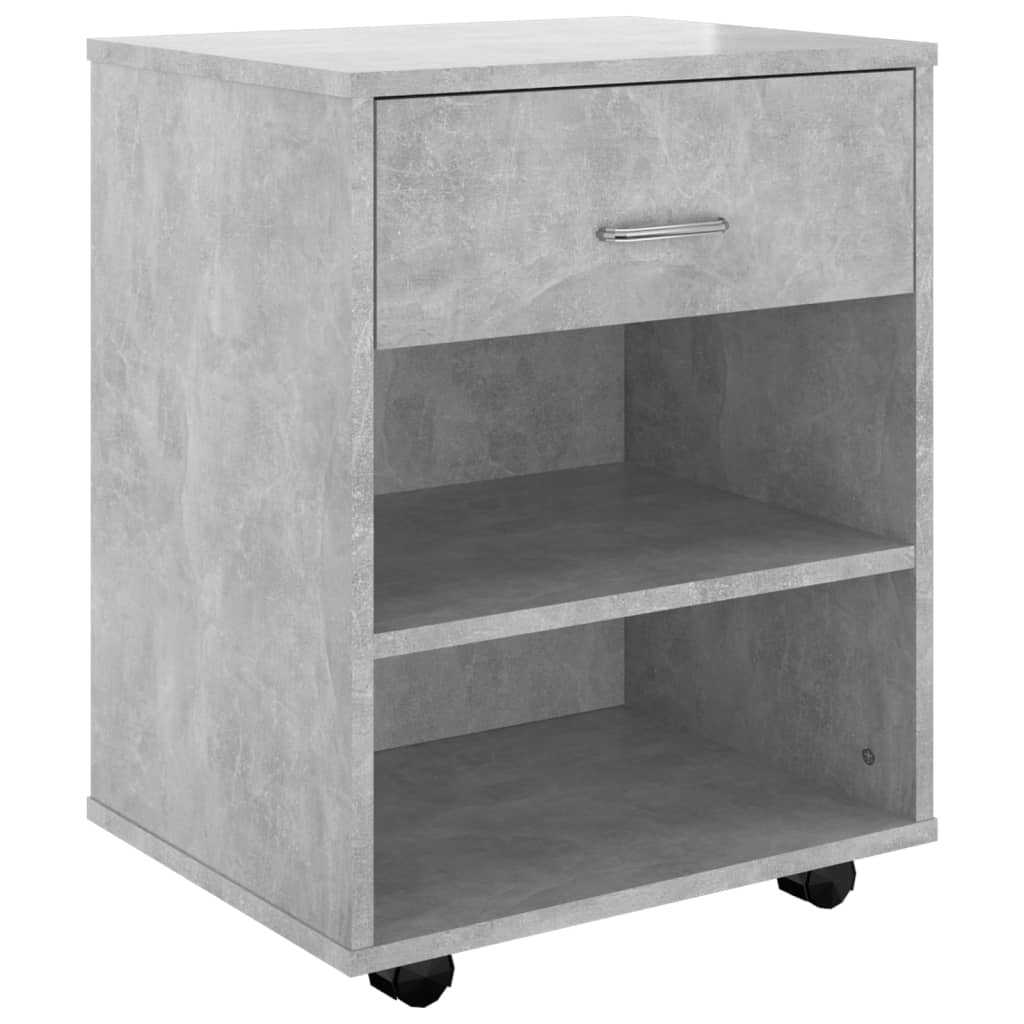 Mobiletto con Ruote Grigio Cemento 46x36x59cm Legno Multistrato - homemem39