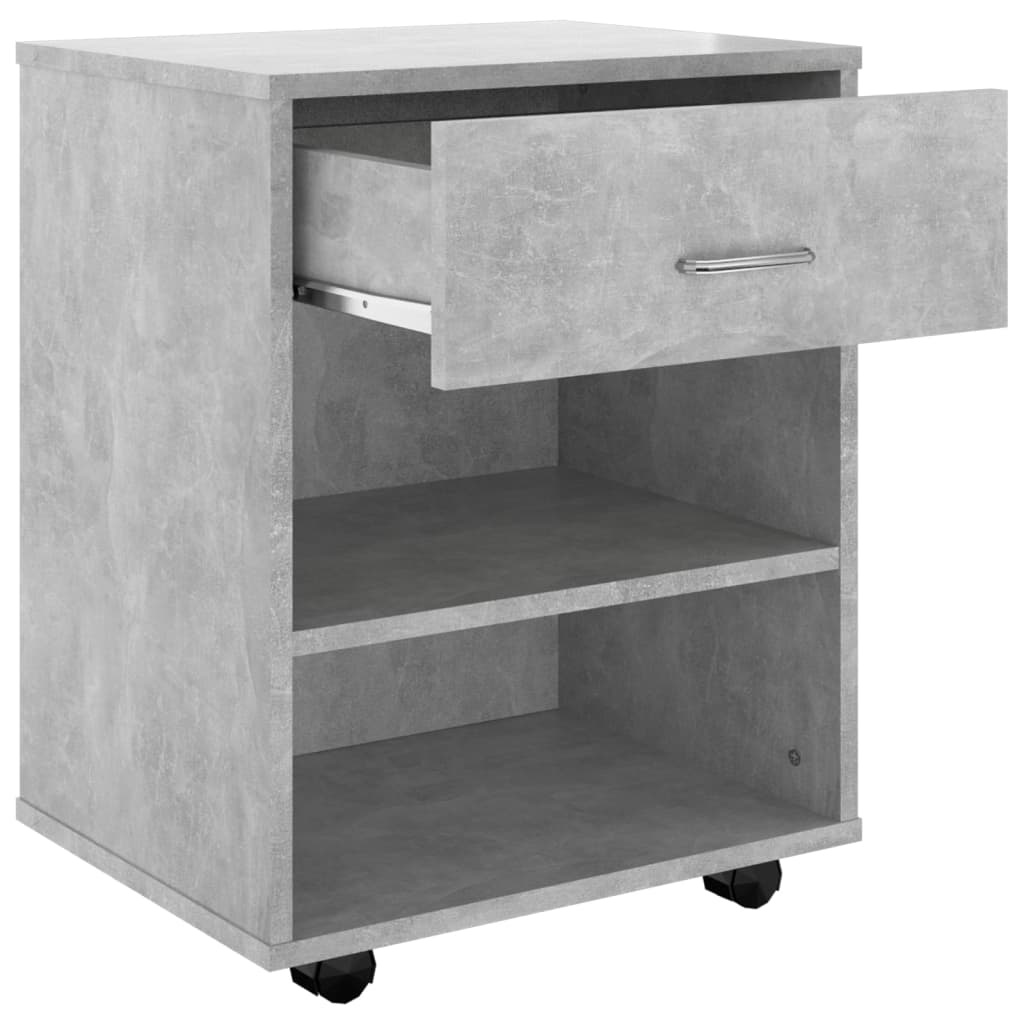 Mobiletto con Ruote Grigio Cemento 46x36x59cm Legno Multistrato - homemem39