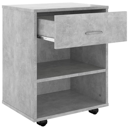Mobiletto con Ruote Grigio Cemento 46x36x59cm Legno Multistrato - homemem39