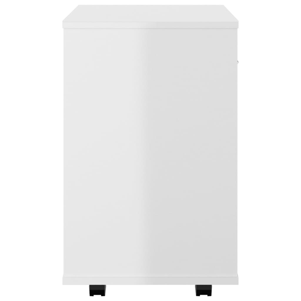 Mobiletto con Ruote Bianco Lucido 46x36x59 cm Legno Multistrato - homemem39