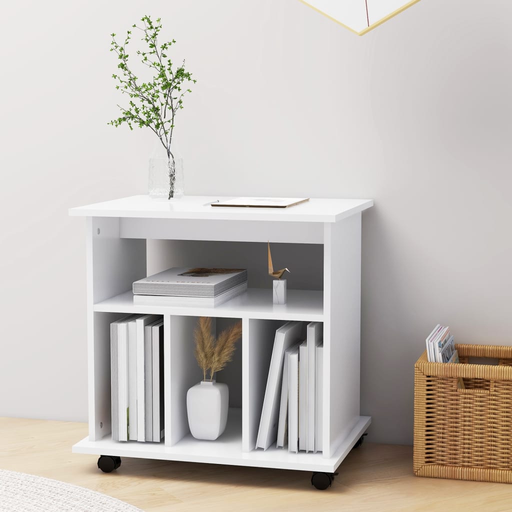 Mobiletto con Ruote Bianco 60x45x60 cm in Legno Multistrato - homemem39