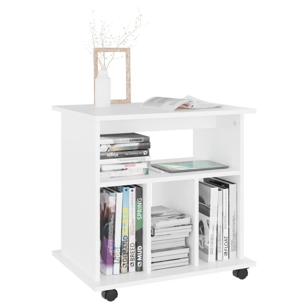 Mobiletto con Ruote Bianco 60x45x60 cm in Legno Multistrato - homemem39