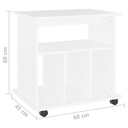 Mobiletto con Ruote Bianco 60x45x60 cm in Legno Multistrato - homemem39