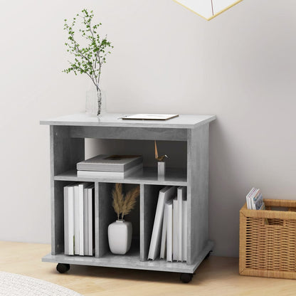 Mobiletto con Ruote Grigio Cemento 60x45x60cm Legno Multistrato - homemem39