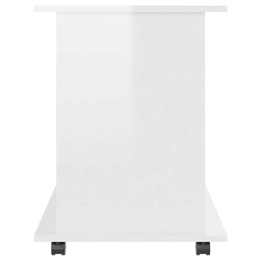 Mobiletto con Ruote Bianco Lucido 60x45x60 cm Legno Multistrato