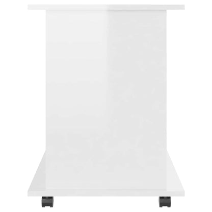 Mobiletto con Ruote Bianco Lucido 60x45x60 cm Legno Multistrato