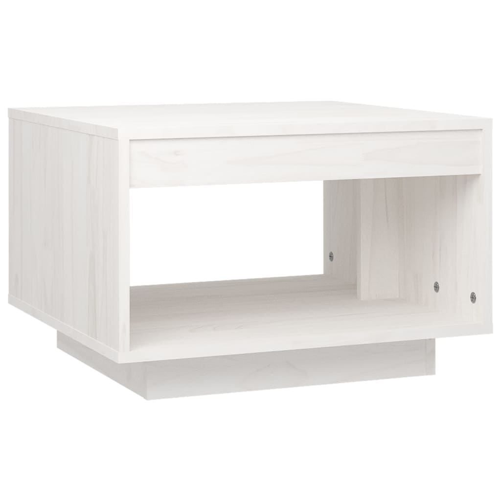 Tavolino da Salotto Bianco 50x50x33,5 cm Legno Massello di Pino | homemem39