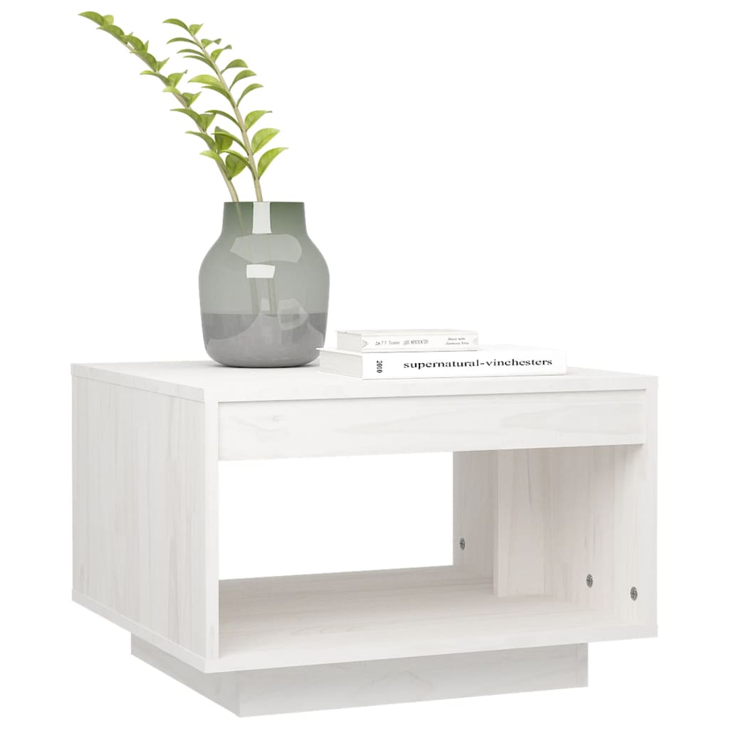 Tavolino da Salotto Bianco 50x50x33,5 cm Legno Massello di Pino | homemem39