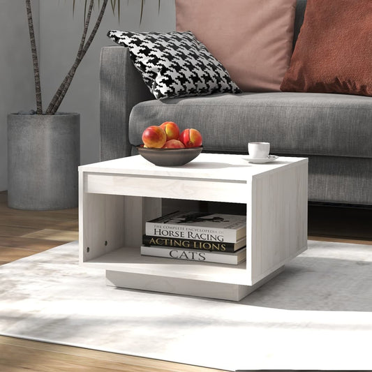 Tavolino da Salotto Bianco 50x50x33,5 cm Legno Massello di Pino | homemem39