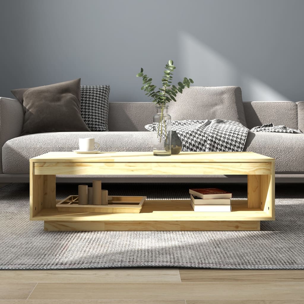 Tavolino da Salotto 110x50x33,5 cm in Legno Massello di Pino | homemem39