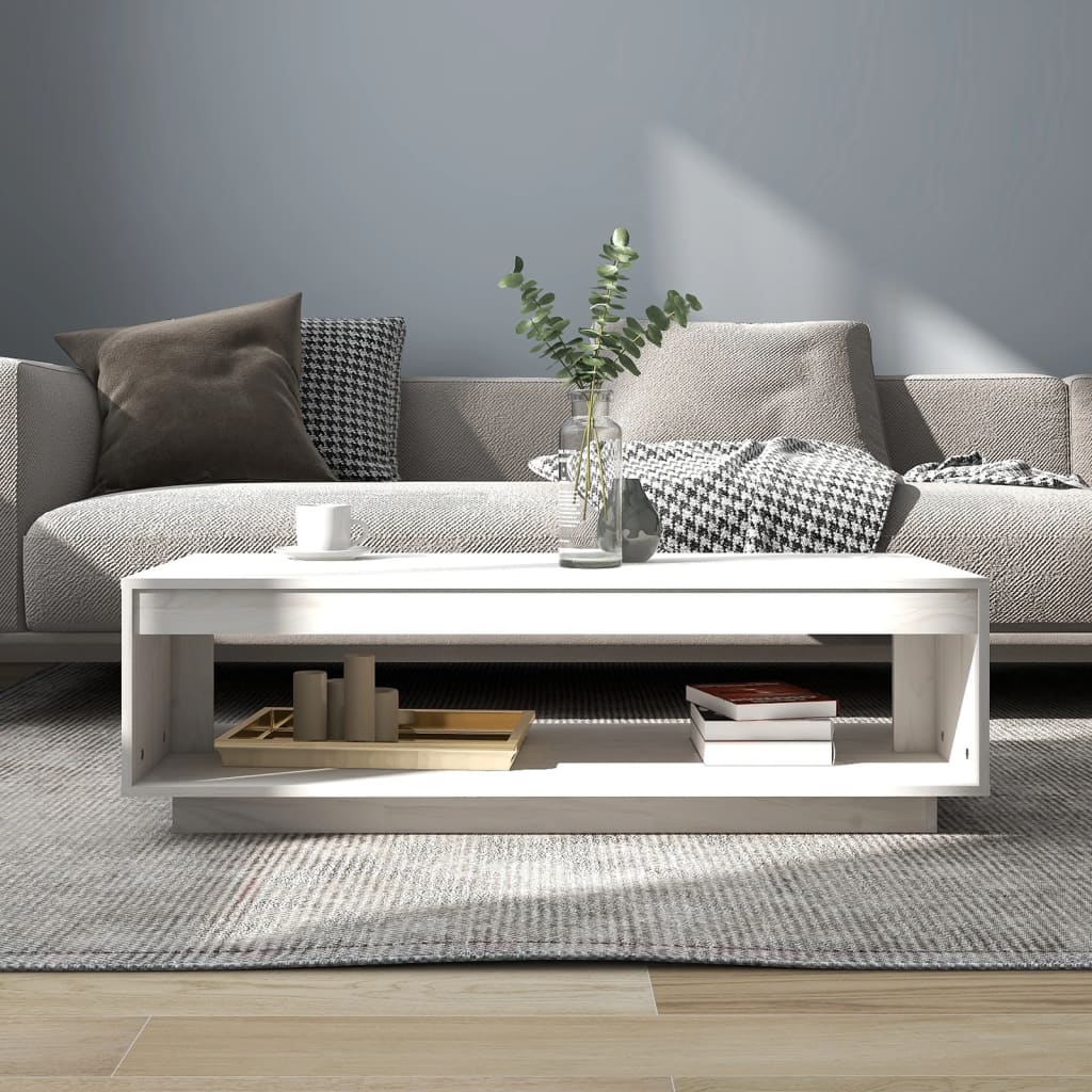 Tavolino da Salotto Bianco 110x50x33,5 cm in Legno di Pino | homemem39