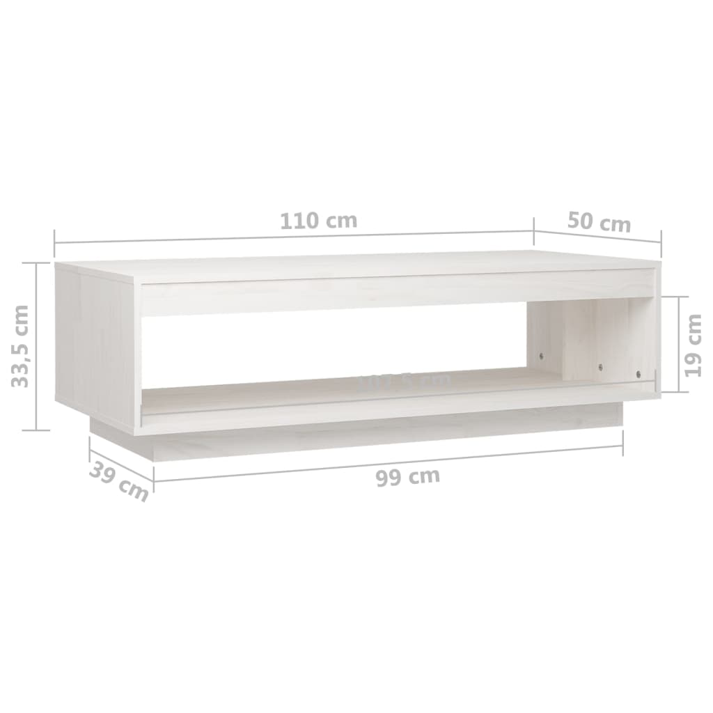 Tavolino da Salotto Bianco 110x50x33,5 cm in Legno di Pino | homemem39
