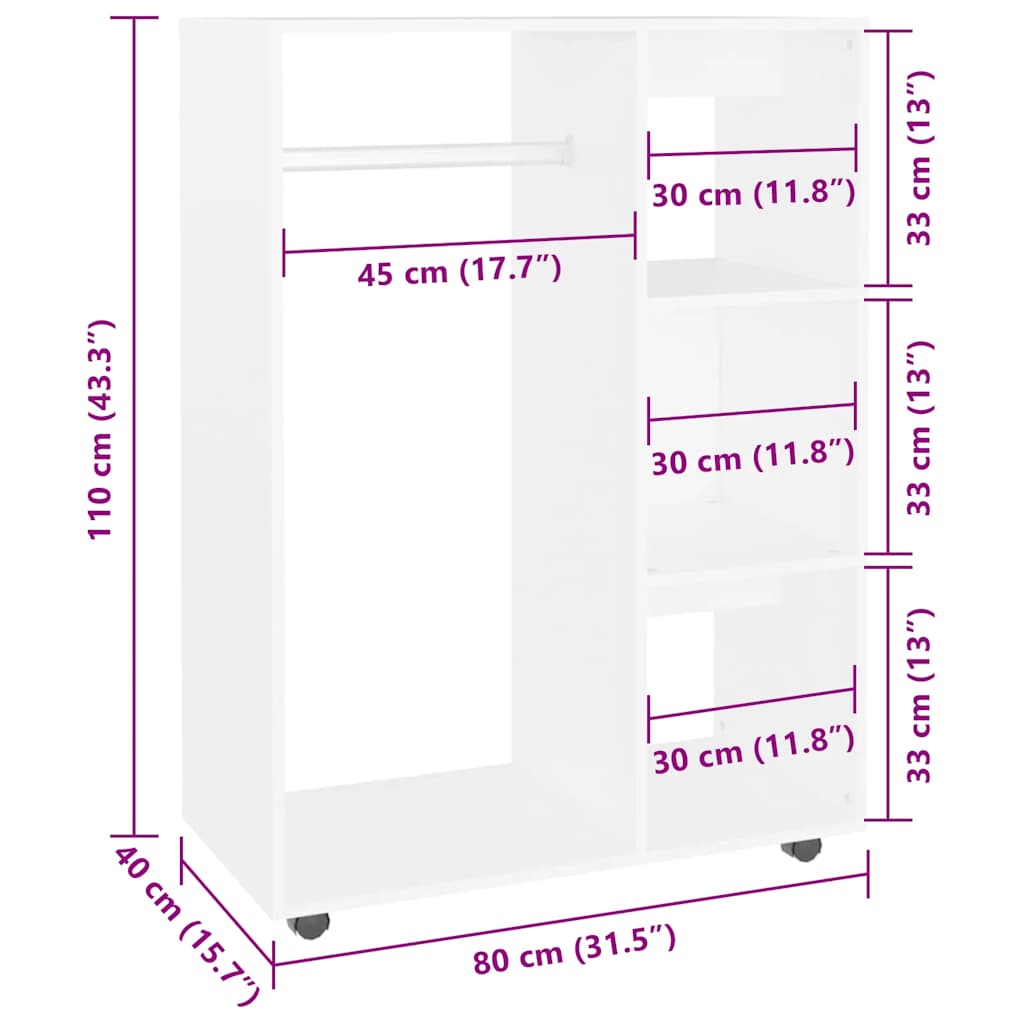 Armadio Bianco 80x40x110 cm in Truciolato - homemem39
