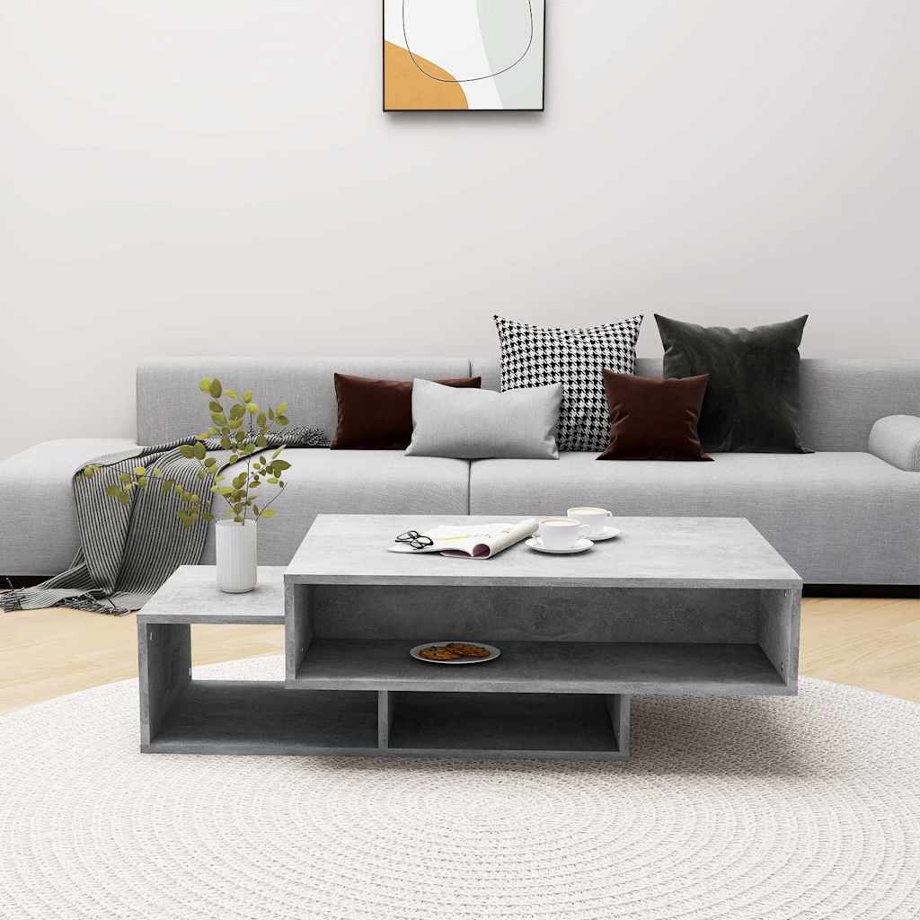 Tavolino Salotto Grigio Cemento 105x55x32 cm Legno Multistrato