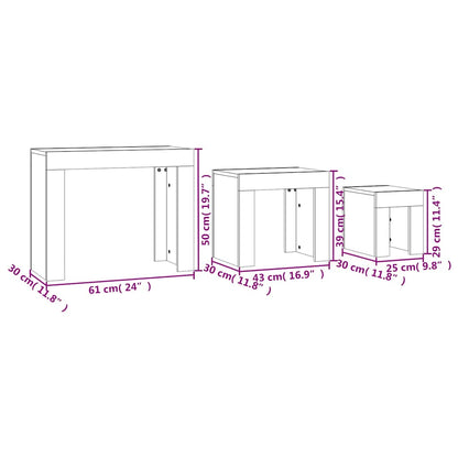 Tavolini Impilabili 3 pz Rovere Sonoma in Legno Multistrato
