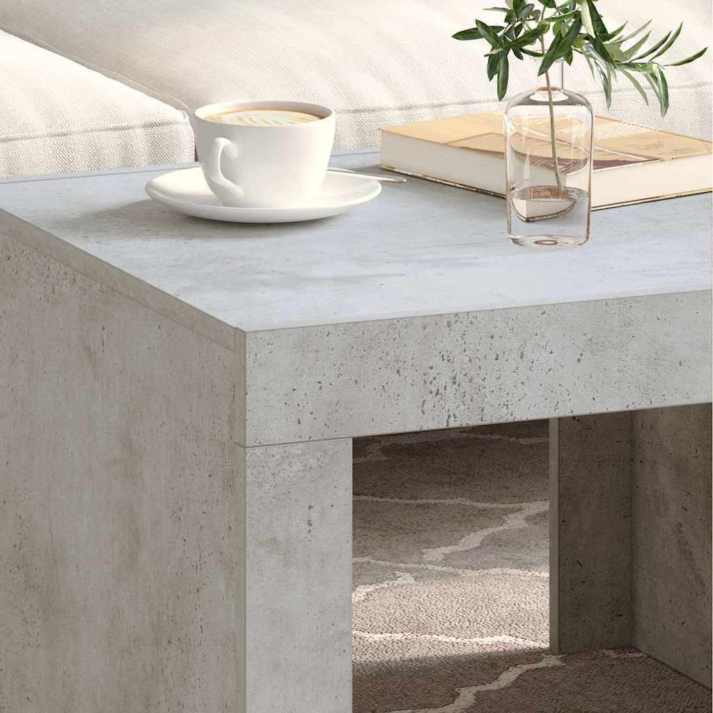 Tavolino da Salotto Grigio Cemento 50x50x35cm Legno Multistrato